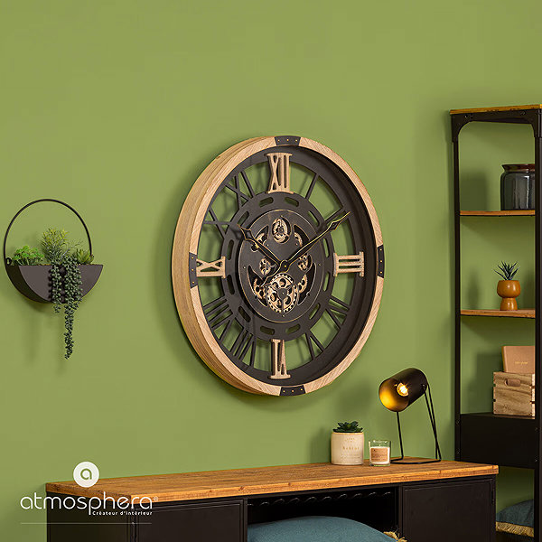 Wall Clock Atmosphera Kent Large wall clock with visible mechanism, diameter 80 cm ...