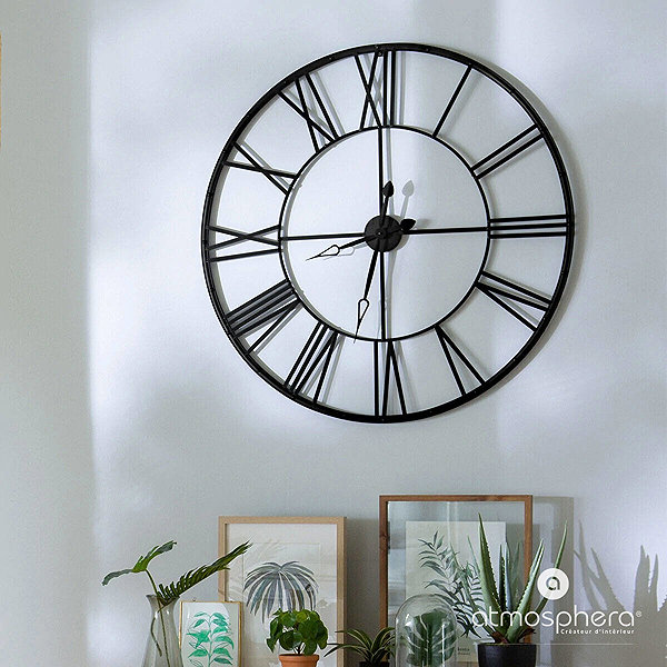 Wall Clock Atmosphera Wall clock, metal, black, 70 cm ...