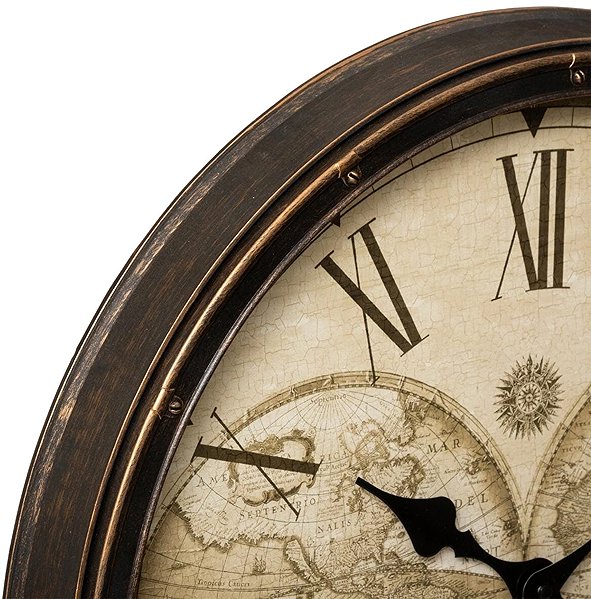 Wall Clock Atmosphera Wall clock TOMY with world map, brown, 51 cm ...