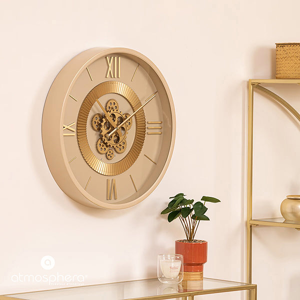Wall Clock Atmosphera Wall clock with visible mechanism GIULIANA, beige, 50 cm ...