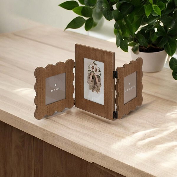 Photo Frame Atmosphera Standing photo frame BRIANA, 3 photos, ruffle pattern, 50,7 × 21,7 cm ...