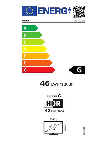 Monitor BenQ PD3220U Energielabel