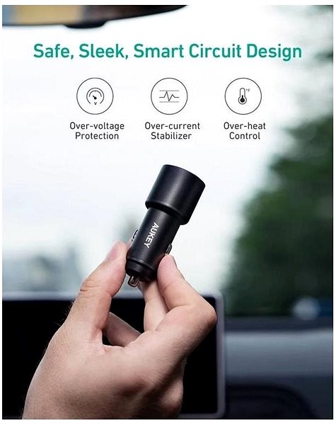 Nabíjačka do auta Aukey CC-Y17S Dual USB-A LED Car Charger – 36W Vlastnosti/technológia