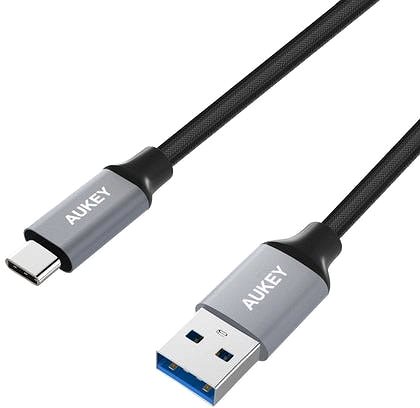 Datenkabel Aukey CB-CD3 2 m USB-C auf USB 3.0 Quick Charge 3.0 Performance Nylongeflecht-Kabel Anschlussmöglichkeiten (Ports)