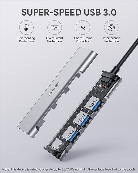 USB Hub Aukey CB-C94 4-Port USB C Hub Aluminiumlegierung mit 4 USB 3.0 Anschlüssen Mermale/Technologie