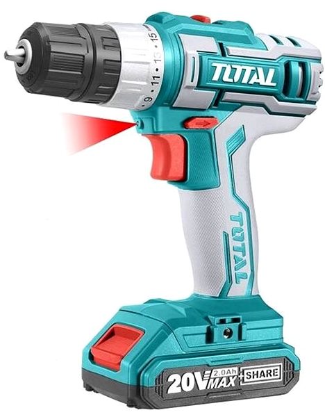 Cordless Drill TOTAL-TOOLS Drilling screwdriver, 1x2000mAh, 20V Li-ion, 2h charger Features/technology