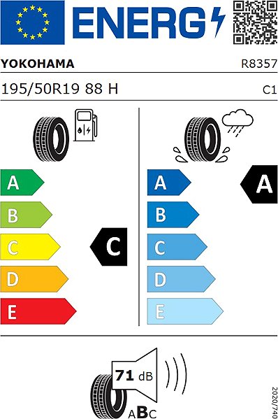 Letná pneumatika Yokohama Bluearth-GT AE51 195/50 R19 88H Letná Energetický štítok