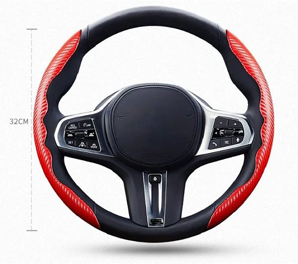PREXIM anti-slip suede steering wheel cover, red.