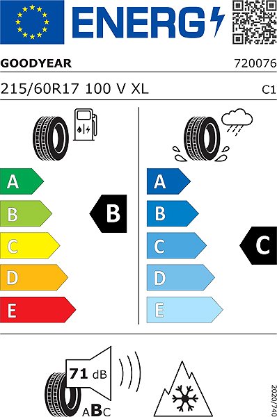 Zimní pneumatika Goodyear Ultragrip Performance 3 215/60 R17 100V XL Energetický štítek