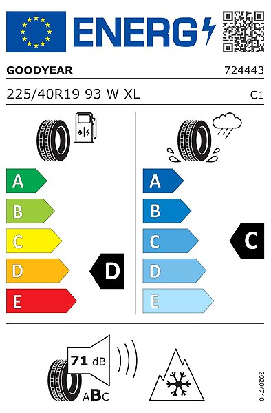 Zimní pneumatika Goodyear Ultragrip Performance 3 225/40 R19 93W XL FR Energetický štítek