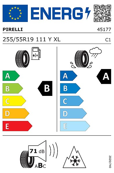 Celoročná pneumatika Pirelli Scorpion Verde All Season SF3 255/55 R19 111Y XL Energetický štítok