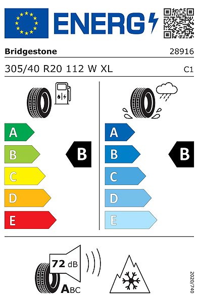 Zimní pneumatika Bridgestone Blizzak 6 305/40 R20 112W XL FR Energetický štítek