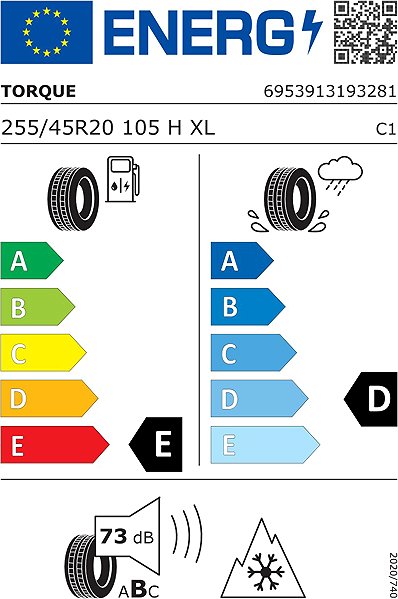 Zimná pneumatika Torque TQ022 255/45 R20 105H XL Energetický štítok