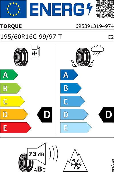 Celoroční pneumatika Torque TQ7000AS 195/60 R16C 6PR 99/97T Energetický štítek