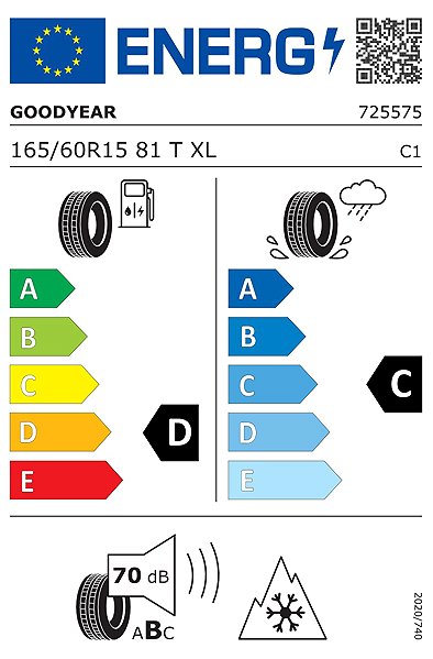 Celoročná pneumatika Goodyear Vector 4Seasons G2 165/60 R15 XL 81 T-138081 Energetický štítok