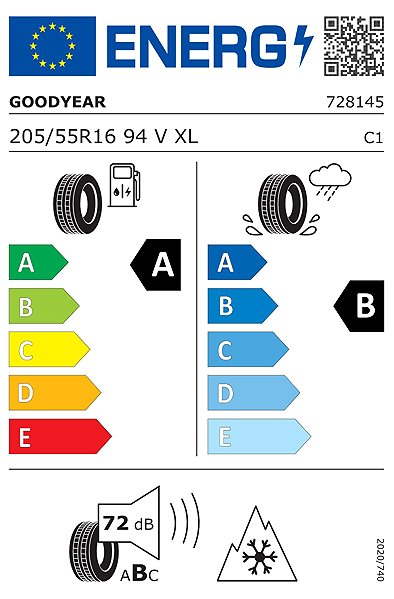 Celoročná pneumatika Goodyear Vector 4Seasons G3 205/55 R16 XL + 94 V-138084 Energetický štítok