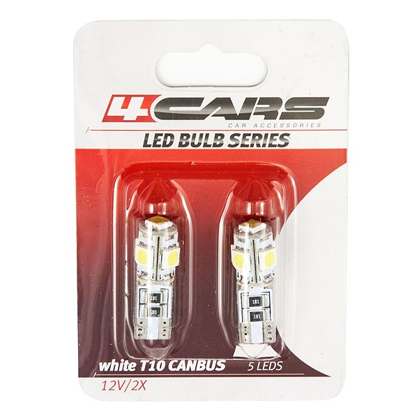 LED autožiarovka 4Cars LED žiarovky 5 LED 12 V CANBUS 5050SMD T10 white 2 ks ...