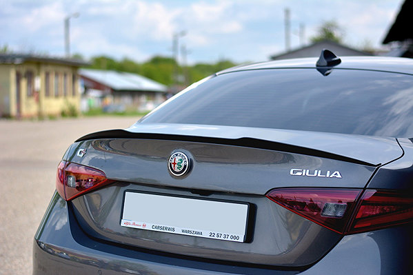 Spoiler Extension for Alfa Romeo Giulia Veloce, glossy black ABS plastic, Sport / Quadrifoglio ...