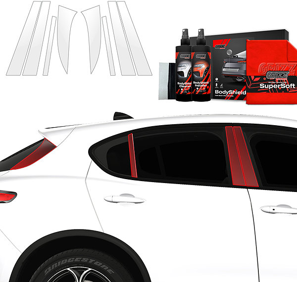Side pillar cover GRIZZ Protective film for door pillars for Alfa Romeo Stelvio, 2016- , .