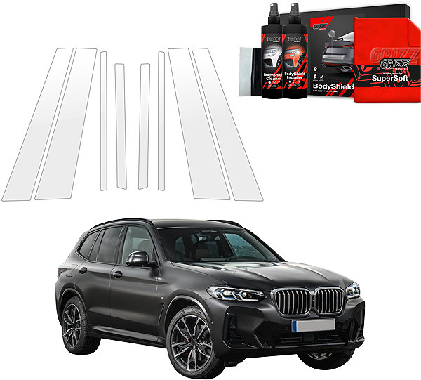 Side pillar cover GRIZZ Door pillar protection film for BMW X3, G01, 2021-2024 .