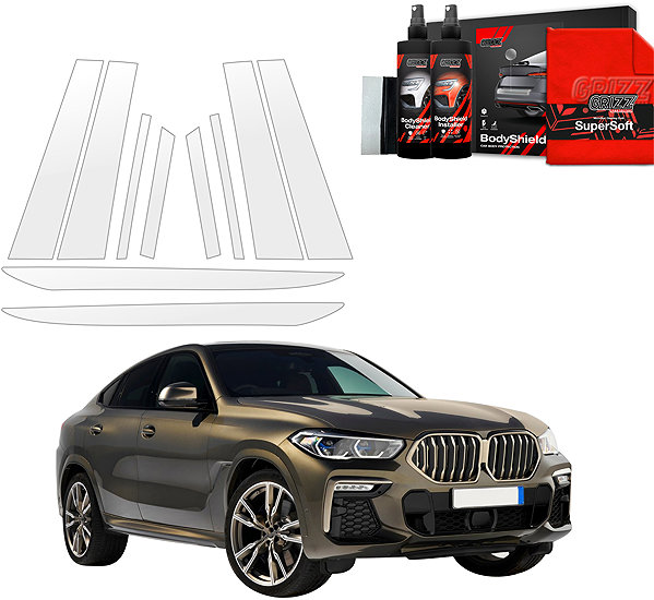 Side pillar cover GRIZZ Door pillar protection film for BMW X6M, G06, 2019-2023 .