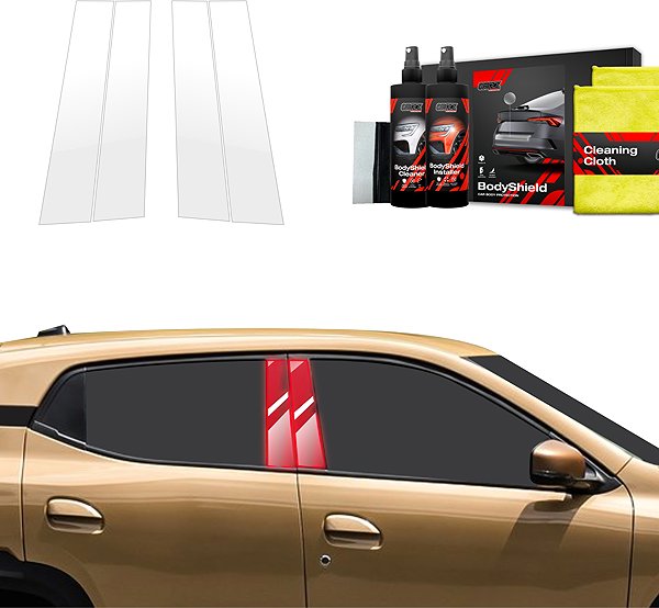 Side pillar cover GRIZZ Protective film for door pillars for Dacia Spring, 2024- , Facelift .
