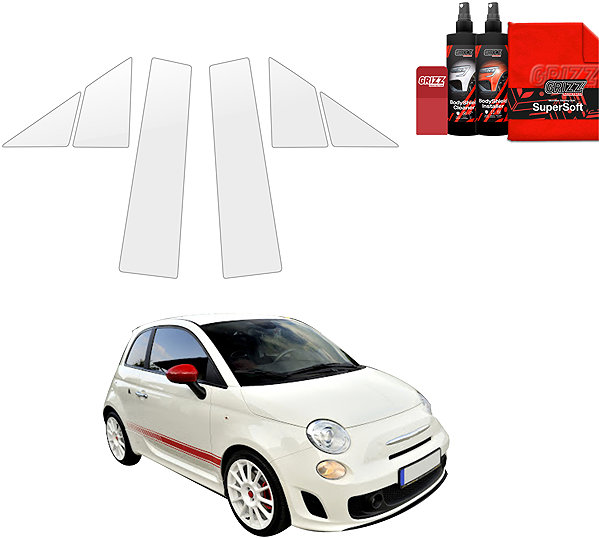 Side pillar cover GRIZZ Protective film for door pillars for Fiat 500 Abarth 595, 2016-2022 .