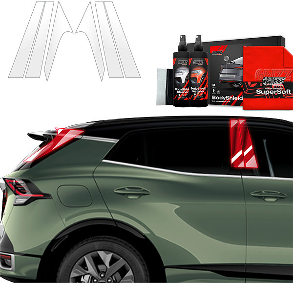 Side pillar cover GRIZZ Door pillar protection film for Kia Sportage V, 2021-2025 .