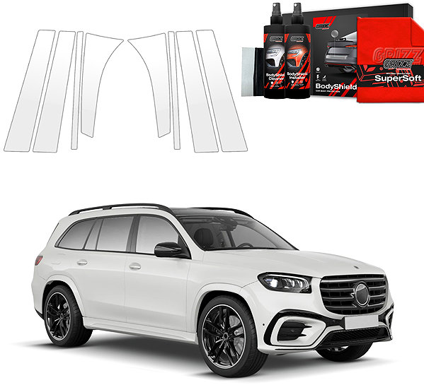 Side pillar cover GRIZZ Door pillar protection film for Mercedes GLS II, X167, 2023- , .