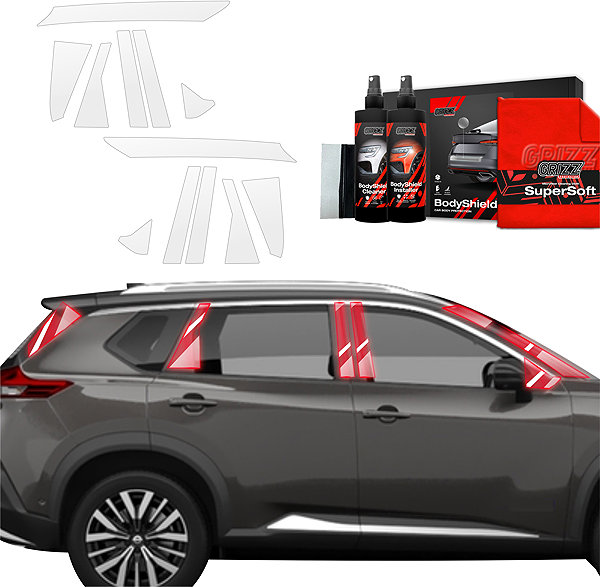 Side pillar cover GRIZZ Door pillar protector for Nissan X-Trail, T33, 2024- , Facelift .