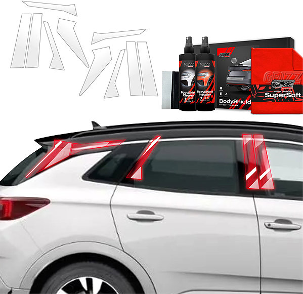 Side pillar cover GRIZZ Door pillar protection film for Opel Grandland X, 2021-2024 .