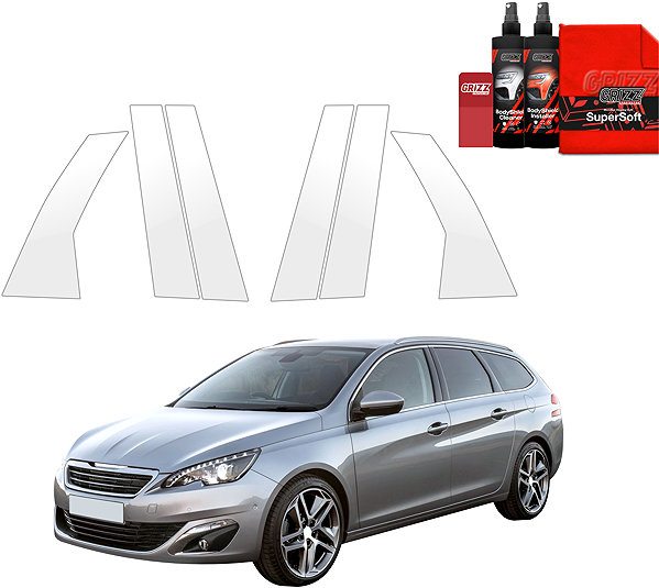 Autó oszlop burkolat GRIZZ Peugeot 308 II (2013-2021), Combi ajtóoszlop védőfólia ...