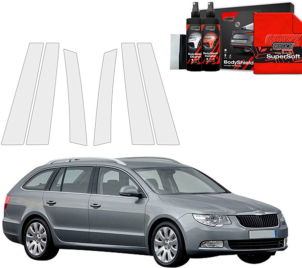 Side pillar cover GRIZZ Protective film for door pillars for Škoda Superb II, 2008-2013, Combi .
