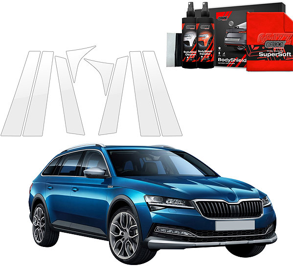 Side pillar cover GRIZZ Protective film for door pillars for Škoda Superb III, 2019-2024, Combi .