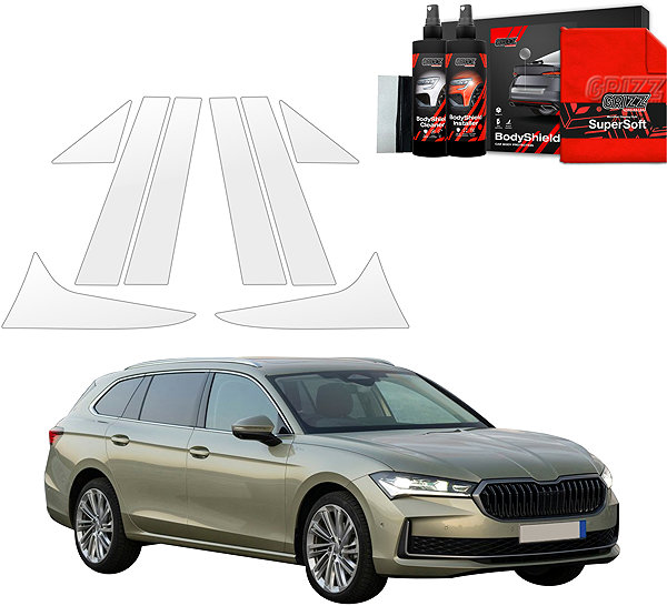 Side pillar cover GRIZZ Protective film for door pillars for Škoda Superb IV, 2024- , Combi .