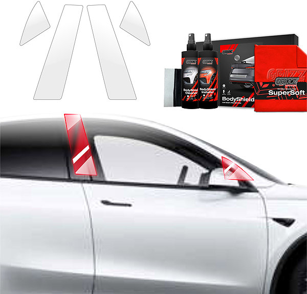 GRIZZ Side Bollard Cover Protective film for door pillars for Tesla Model Y Juniper, 2024- , .