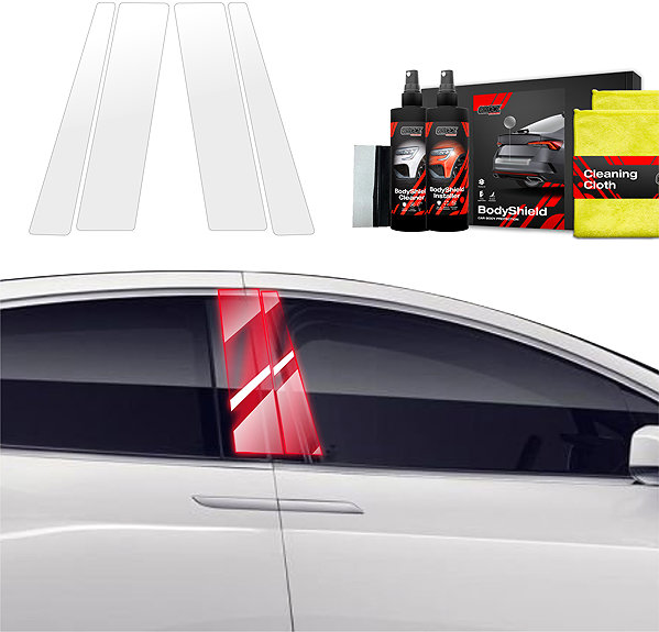 GRIZZ Side pillar cover Protective film for door pillars for Tesla X, 2021- , .