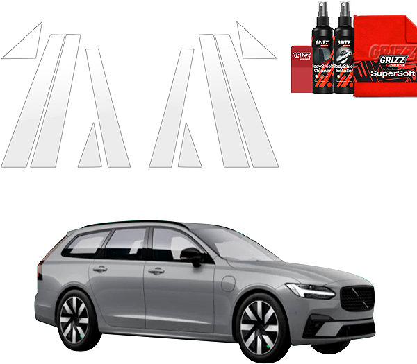 GRIZZ Side pillar cover Protective film for door pillars for Volvo V90, 2021-2025 .