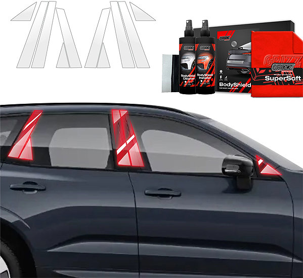 Side pillar cover GRIZZ Door pillar protection film for Volvo XC60 II, 2022-2025 .