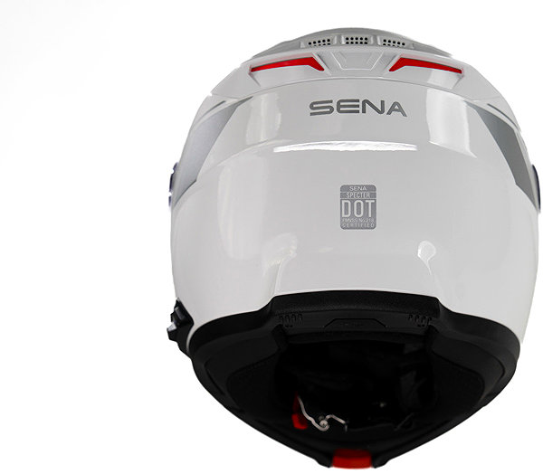 SENA Mesh helmet with headset Specter, glossy white, size XL motorcycle helmet.