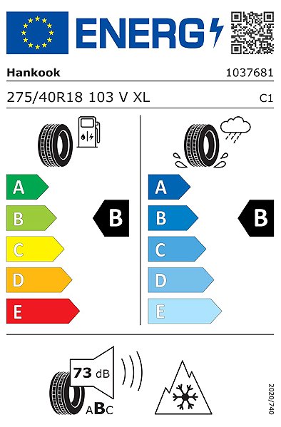 Zimná pneumatika Hankook 275/40 R18 W340 103V XL MFS 3PMSF Energetický štítok