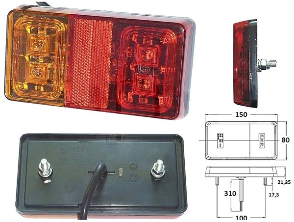 Svetlo na vozík Združené svetlo LED bez ŠPZ, 150 × 60 mm, 12/24 V ...