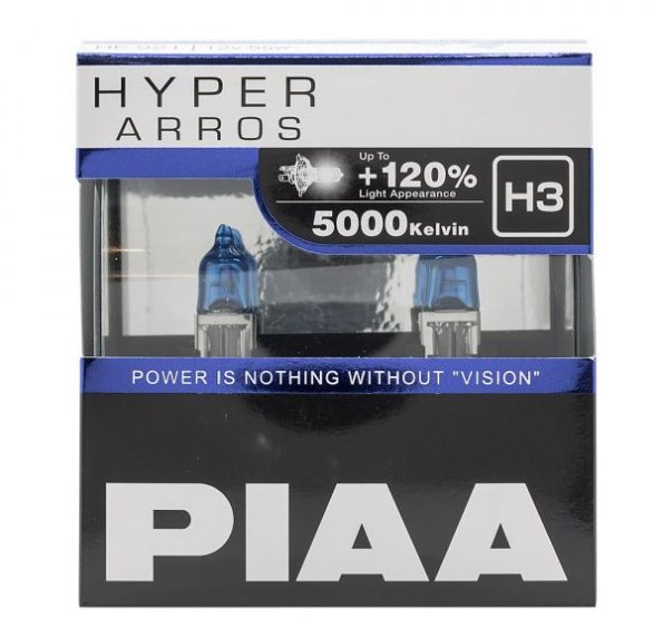 Autožiarovka PIAA Hyper Arros 5000K H3 + 120%, jasne biele svetlo s teplotou 5000K, 2 ks ...