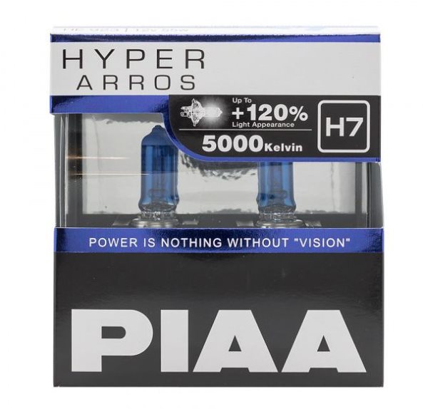 Autóizzó PIAA Hyper Arros 5000K H7 + 120% ragyogó fehér fény, 5000K színhőmérséklet, 2 db ...