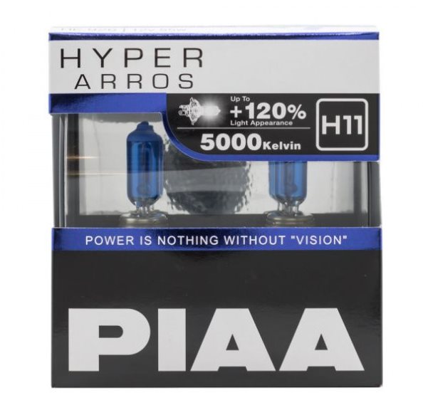 Autožiarovka PIAA Hyper Arros 5000K H11 + 120%, jasne biele svetlo s teplotou 5000K, 2 ks ...