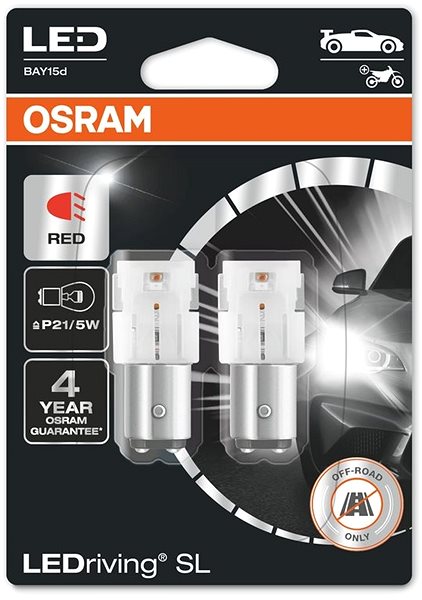 LED autožárovka OSRAM LEDriving SL P21/5W Červená 12V dva kusy v balení ...