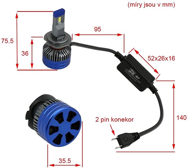 LED autóizzó SEFIS Z7 LED Izzó H7 90W 1 pár ...