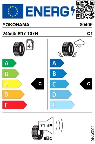 Letná pneumatika Yokohama Geolandar 55 245/65 R17 107 H Energetický štítok