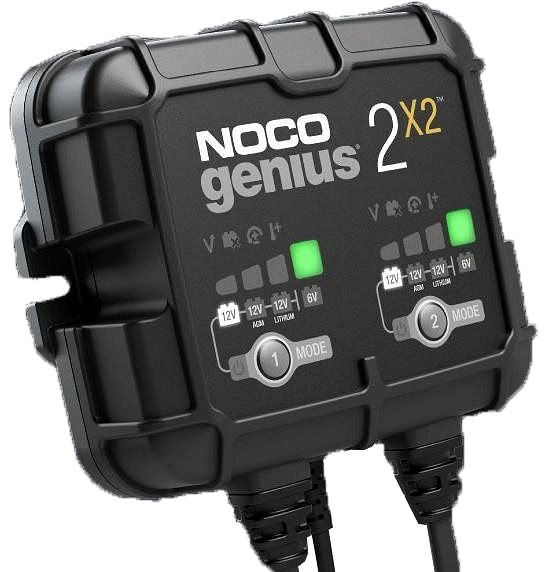 Autó akkumulátor töltő NOCO 2X2 2-es (dupla) akkumulátortöltő 6/12 V, 2-40 Ah, 2 A Oldalnézet