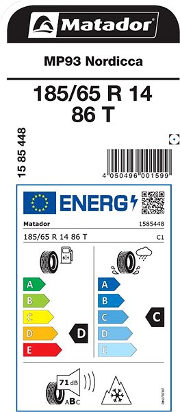 Zimní pneumatika Matador MP93 Nordicca 185/65 R14 86 T Energetický štítek